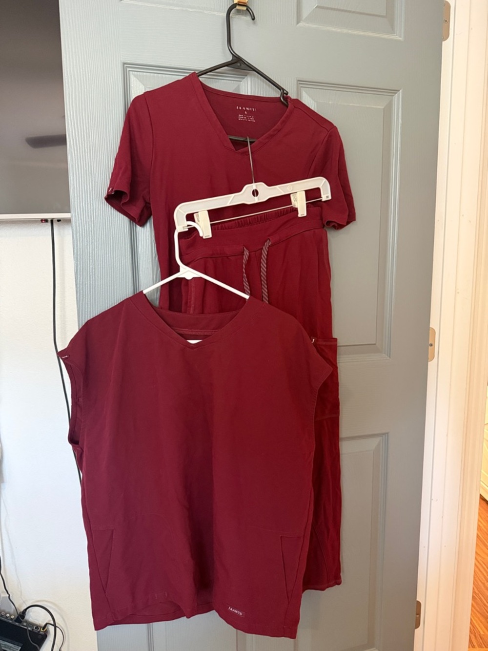 Wine Scrub Top and Pants Set jaanuu S XS petite